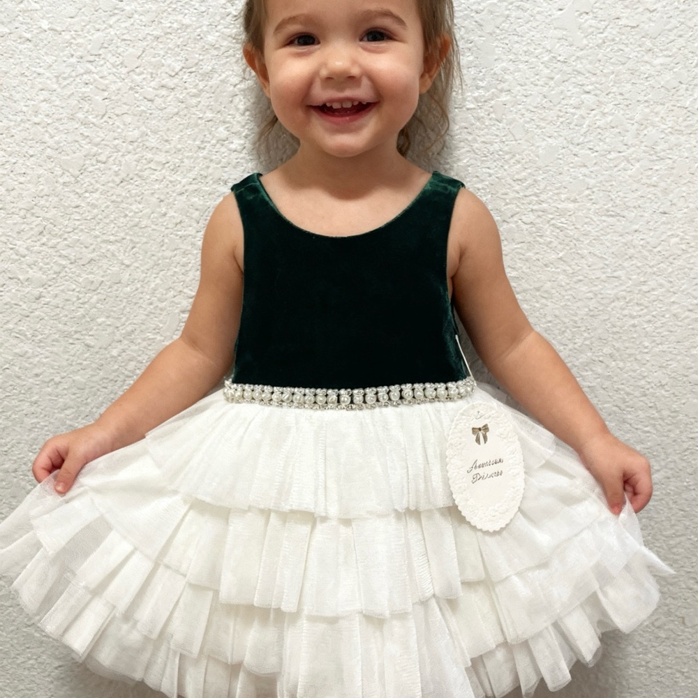 American Princess Green Velvet Dress